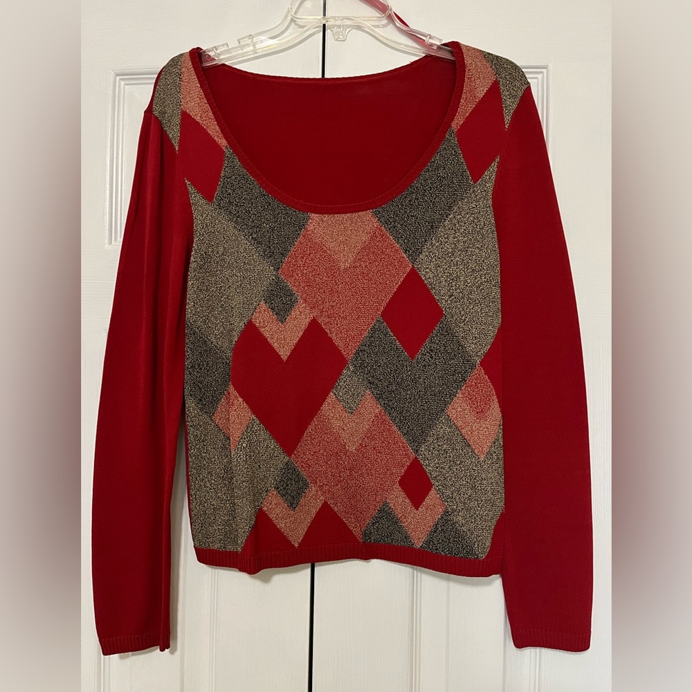 Red Diamond Shaped Lightweight Sweater